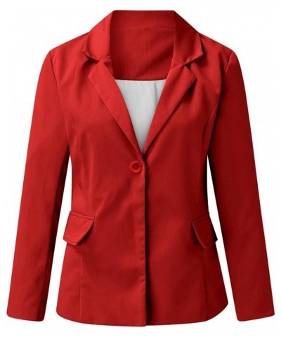 Women's Casual Blazer Casual Lapel Open Front Long Sleeve Work Office Suit Jacket Coat Blazer Dress 1-red $11.95 Blazers