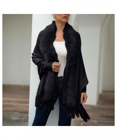 Womens Tassel Cardigans Fur Lining Open Front Batwing Long Sleeve Shawl Warm Office Winter Fall Knitted Cardigan Coats White ...