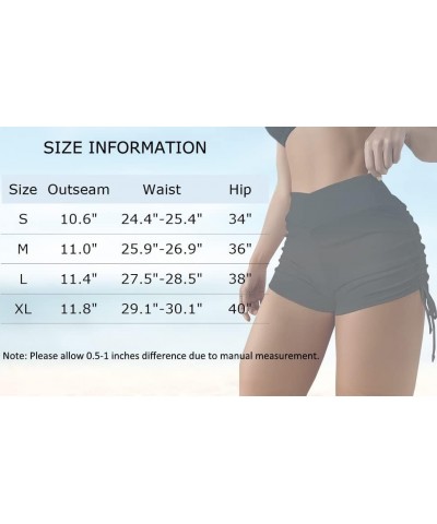 Women's V Cross High Waisted Swim Shorts Ruched Side Tie Boy Shorts Swimsuit Bottoms with Liner Flag $13.24 Swimsuits