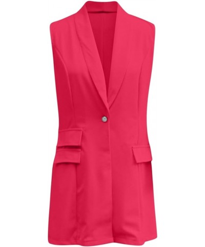 Women's Sleeveless Blazers Open Front Casual Blazer Vests Solid Color Lapel Single Button Lightweight Suit Jackets Red $9.46 ...