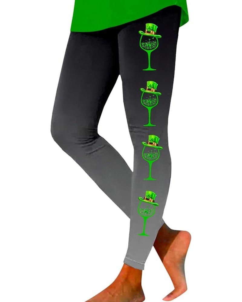 Women's St. Patrick's Day Scrunch Butt Tights Butt Lifting Clover Workout Leggings Gym Compression Skimpy Yoga Pants Grey $10...