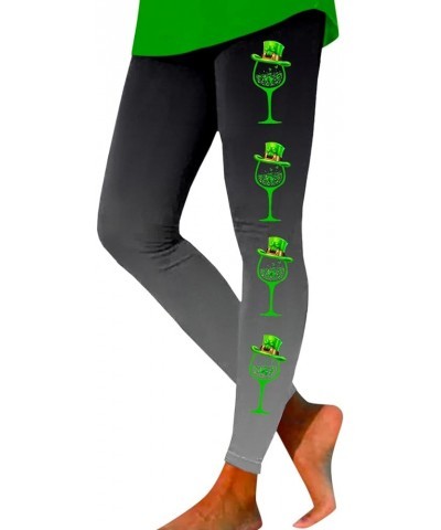 Women's St. Patrick's Day Scrunch Butt Tights Butt Lifting Clover Workout Leggings Gym Compression Skimpy Yoga Pants Grey $10...