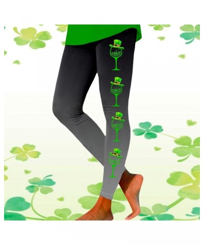 Women's St. Patrick's Day Scrunch Butt Tights Butt Lifting Clover Workout Leggings Gym Compression Skimpy Yoga Pants Grey $10...