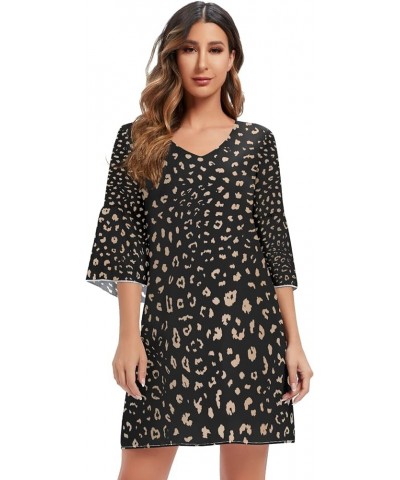 Cat Kitten Gray Animal Print Women's Casual Chiffon Mini Dress 3/4 Sleeve V Neck Multicolored 19 $15.18 Dresses