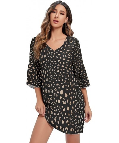 Cat Kitten Gray Animal Print Women's Casual Chiffon Mini Dress 3/4 Sleeve V Neck Multicolored 19 $15.18 Dresses