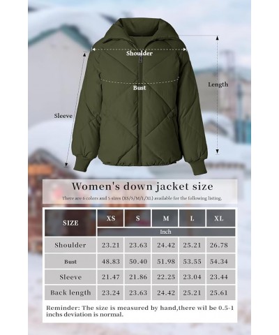 Women's Winter Puffer Jacket Quilted Cropped Long Sleeve Full Zipper with Pocketed Warm Jacket Yellow $8.09 Jackets