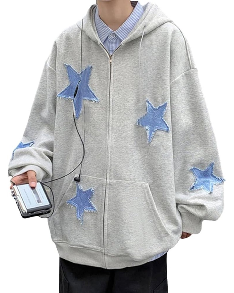 ​Women Y2k Zip Up Hoodies Star Graphic Long Sleeve Jackets Hip Hop Harajuku Oversized Hooded Sweatshirt B-grey $16.23 Hoodies...