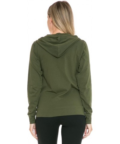 Women's Hoodie Jacket - Full Zip Up Slim Fit Hooded Top Lightweight Stretch Active Yoga Workout Sweatshirt Pullover Olive $15...