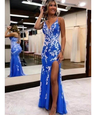 Women's Mermaid Spaghetti Straps Lace Prom Dresses Long Appliques Backless Formal Evening Gowns SE100 Hot Pink $32.40 Dresses