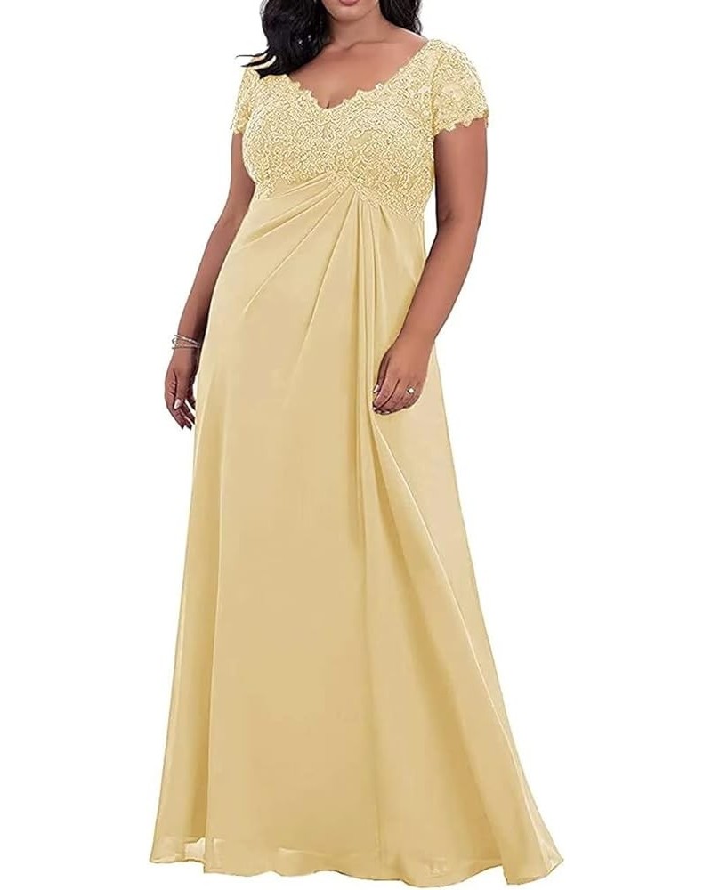 V-Neck Mother of The Bride Dresses for Wedding Plus Size Lace Applique Long Evening Party Formal Gowns Champagne $35.70 Dresses