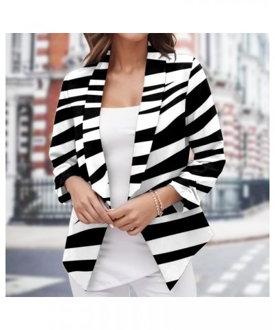 Casual Blazer Jacket for Women Trendy Long Sleeve Open Front Work Office Blazers Lapel Button Business Jacket Coats 03-black ...