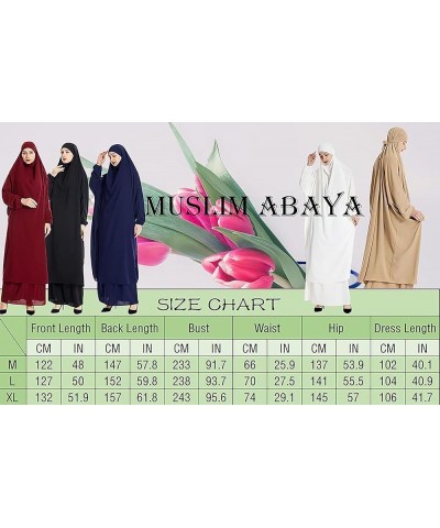 Women Muslim Prayer Dress 2pcs Sets Khimar Bat Sleeve Lightweight Abaya Soft Breathable Hijab Blue $24.77 Dresses