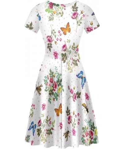 Women's Colorful Paint Splash 3D Digital Printed Summer Casual Flared Midi Dress Butterfly Flower $14.27 Dresses