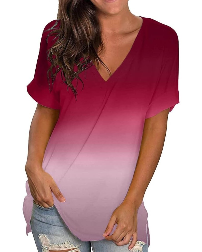 Summer Tops for Women Trendy, Women's Basic V Neck Short Sleeve T Shirts Summer Casual Tops Tunics for Leggings X02-red $6.47...