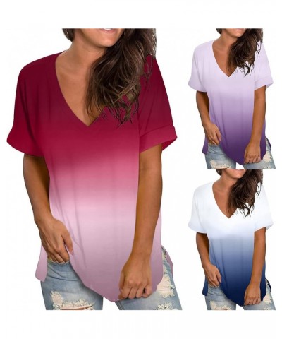 Summer Tops for Women Trendy, Women's Basic V Neck Short Sleeve T Shirts Summer Casual Tops Tunics for Leggings X02-red $6.47...