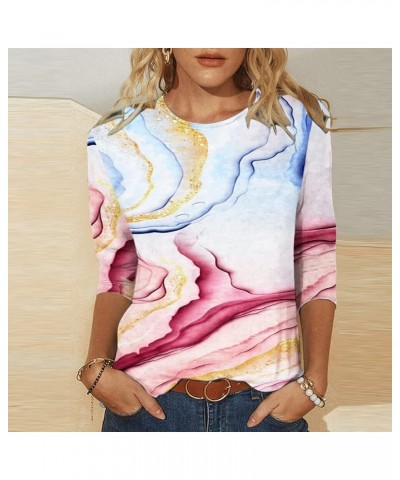 Plus Size Tops for Women 3/4 Sleeve Summer Blouses 2024 Three Quarter Sleeve Crewneck Casual Floral Print T Shirts… 06 Red $5...