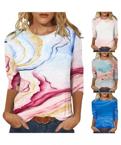 Plus Size Tops for Women 3/4 Sleeve Summer Blouses 2024 Three Quarter Sleeve Crewneck Casual Floral Print T Shirts… 06 Red $5...