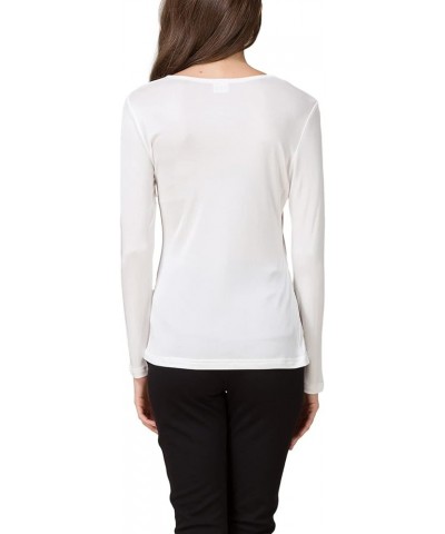 Women's Mulberry Silk T-Shirt Long Sleeve Pure Silk tee Shirt/Crew Neck Silk Blouse Undershirt White $18.90 T-Shirts