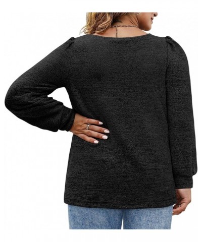 Womens Plus Size Tops Square Neck Long Sleeve Shirts Casual Fall Winter Clothes XL-5XL 01-black $19.49 Tops