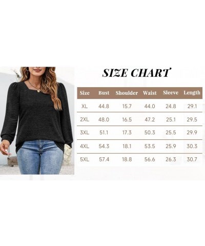 Womens Plus Size Tops Square Neck Long Sleeve Shirts Casual Fall Winter Clothes XL-5XL 01-black $19.49 Tops