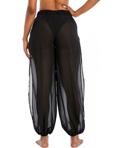 Womens Cover Ups See Through Sheer Mesh Pants High Waist Beach Bikini Bottom Sexy Swimsuit Slit Cover Up Pant Black $13.99 Sw...