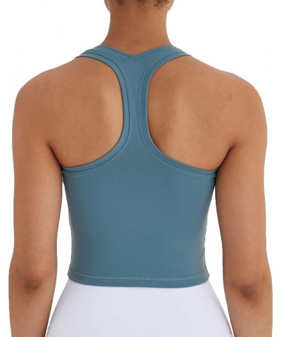 Women's Cropped Racerback Tank Tops Running Workout Tops Active Yoga Tops Mysterious Green $10.35 Activewear