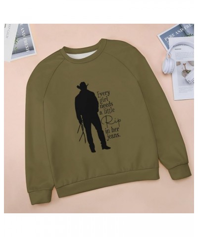 Fall Women's Novelty Sweatshirts Long Sleeve Western Girls City Pullover for Women Crewneck Casual Loose Clothes Tops Army Gr...