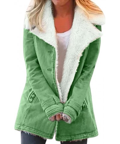 Winter Coats for Women Casual Fleece Lined Jacket Warm Cozy Zip Up Fuzzy Sherpa Lined Thick Coats With Pockets A5-green $8.90...