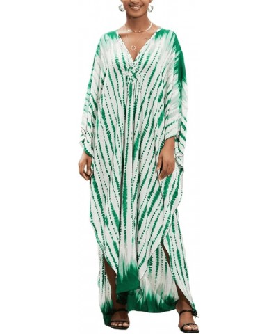 Women's Printed Kaftan Nightgown Loungewear Caftans Dress Plus Size Long Beach Cover Up Swimwear Green Tie-dye a $13.33 Swims...