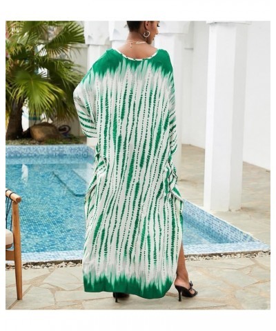 Women's Printed Kaftan Nightgown Loungewear Caftans Dress Plus Size Long Beach Cover Up Swimwear Green Tie-dye a $13.33 Swims...