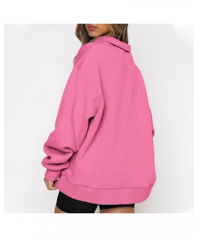 Womens Oversized Sweatshirt Long Sleeve Tops Half Zip Hoodie Fall Fashion Pullovers Casual Fleece Sweater Y2k Tops Hot Pinka0...