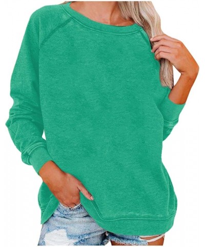 Women's Fall Tops 2023 Long Sleeve Crew Neck Solid Color Blouses Casual Loose Going Out Pullover 17green $8.95 Hoodies & Swea...