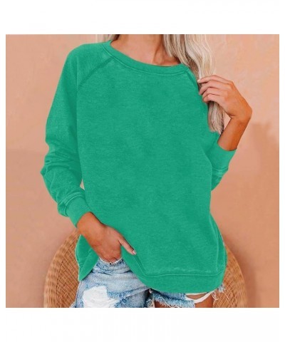 Women's Fall Tops 2023 Long Sleeve Crew Neck Solid Color Blouses Casual Loose Going Out Pullover 17green $8.95 Hoodies & Swea...