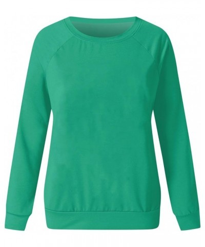 Women's Fall Tops 2023 Long Sleeve Crew Neck Solid Color Blouses Casual Loose Going Out Pullover 17green $8.95 Hoodies & Swea...