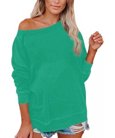 Women's Fall Tops 2023 Long Sleeve Crew Neck Solid Color Blouses Casual Loose Going Out Pullover 17green $8.95 Hoodies & Swea...