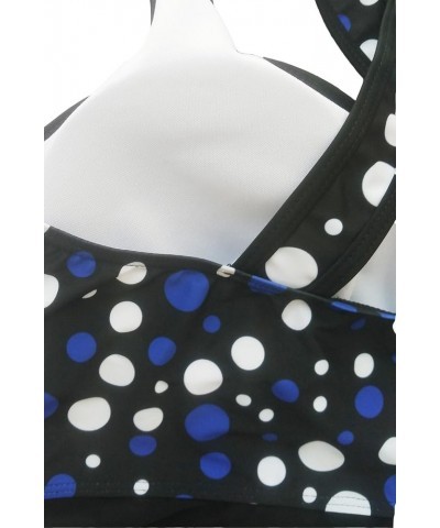 Womens Polka Dot Swimdress Two Piece Swimsuit and Brief Plus Size Blue $14.99 Swimsuits