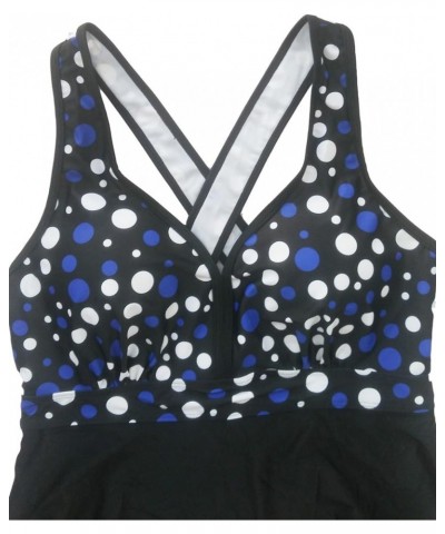 Womens Polka Dot Swimdress Two Piece Swimsuit and Brief Plus Size Blue $14.99 Swimsuits