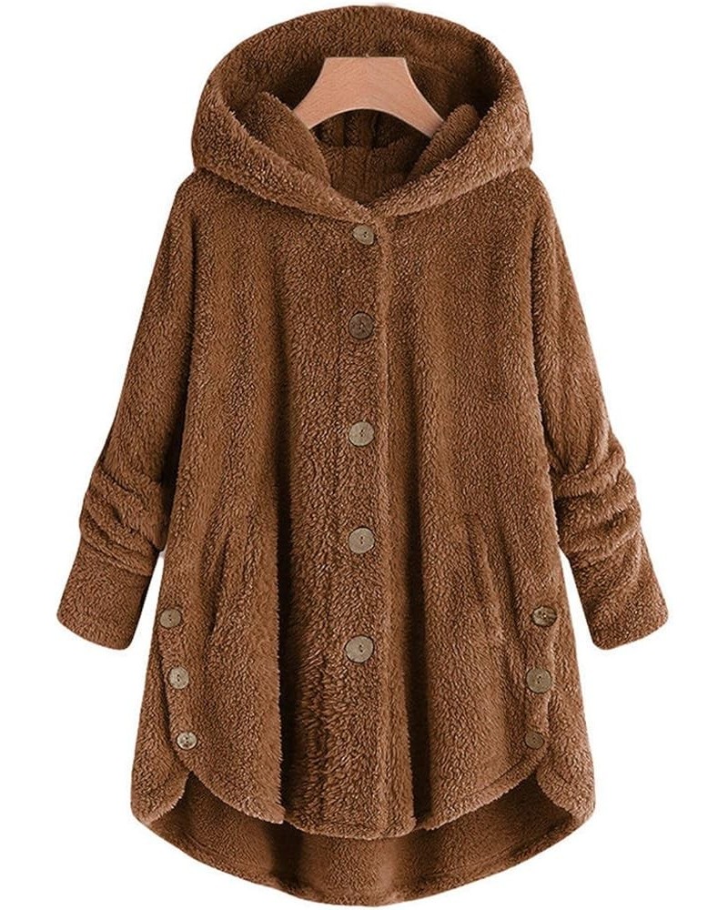 Winter Warm Sherpa Lined Coats Jackets for Women Plus Size Hooded Fleece Cardigan Pockets Button Down Fuzzy Sweater Sherpa Ja...