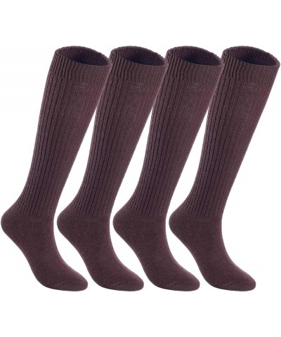 Non Slip Women's 4 Pairs Knee High Wool Crew Socks FS05 Size 6-9 Brown $15.18 Socks