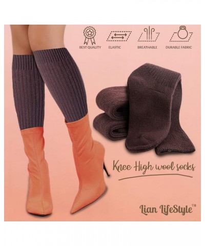 Non Slip Women's 4 Pairs Knee High Wool Crew Socks FS05 Size 6-9 Brown $15.18 Socks