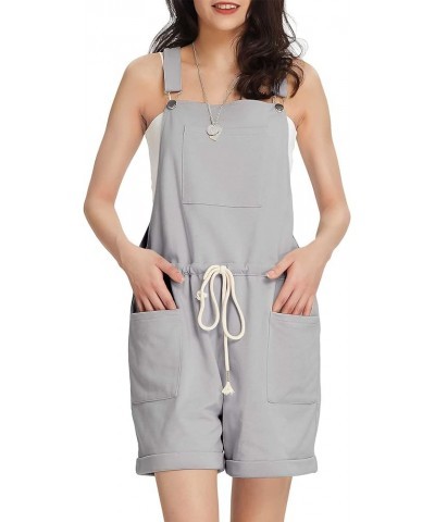 Womens Adjustable Strap Overalls Shorts Drawstring Short Bib Rompers Jumpsuits with Pockets Gray $18.35 Overalls