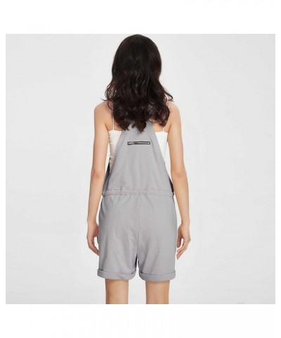 Womens Adjustable Strap Overalls Shorts Drawstring Short Bib Rompers Jumpsuits with Pockets Gray $18.35 Overalls