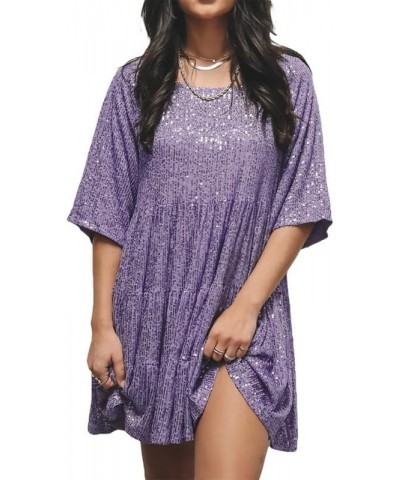 Womens Tassel Sequin Dress Spaghetti Strap Backless Tassel Mini Dress Sparkly Evening Party Dress Dance Dress C5- Violet $17....