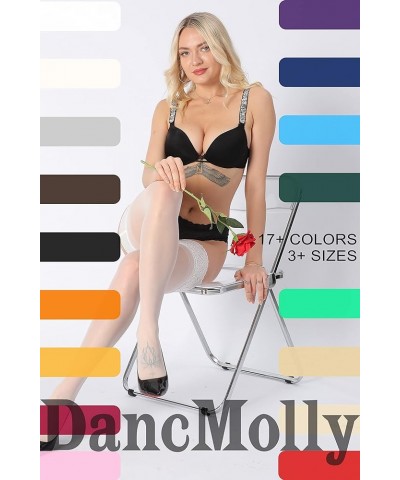 Silky Thigh High Stockings, with 17+ Colors Sheer Silicone Lace Top Pantyhose for Women, 1-3 Pair Cream 1 Pair $10.39 Socks