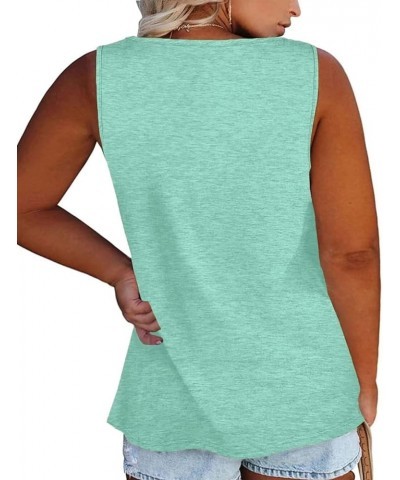 Plus Size Tank Top for Women V Neck Basic Solid Color Casual Flowy Summer Sleeveless Tunics (XL-5XL) F-light Green $15.39 Tanks