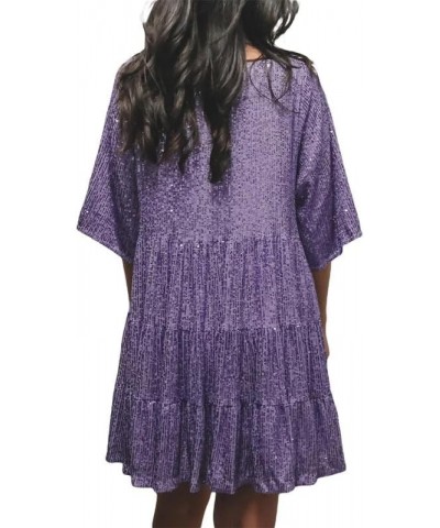 Womens Tassel Sequin Dress Spaghetti Strap Backless Tassel Mini Dress Sparkly Evening Party Dress Dance Dress C5- Violet $17....