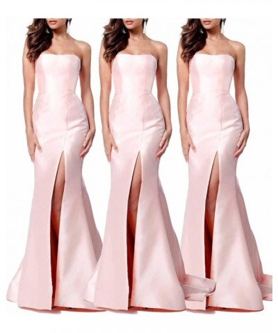 Women's Mermaid Strapless Split Long Prom Dresses Evening Gowns Light Yellow $31.98 Dresses