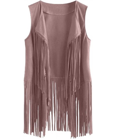 Womens Tassel Sleeveless Vest Retro 70S Hippie Faux Suede Fringe Jacket Open-Front Cardigan Waistcoat Outwear Tops C-purple $...