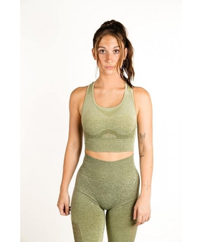 Workout Sets 2 Piece Women's Seamless Sports Bra High Waisted Leggings Outfits for Yoga Running Gym Exercise Ombre Green $19....