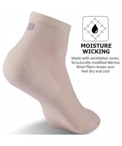 Merino Wool Ankle Athletic Socks Low Cut Running Golf Tennis Hiking Socks Quarter 3 Pairs 3xcream-quarter $18.04 Activewear